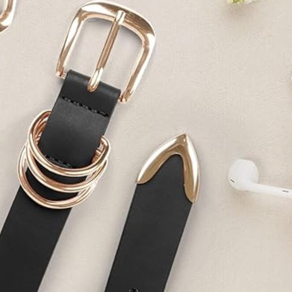 Women\'s leather belt with gold buckle main image 7
